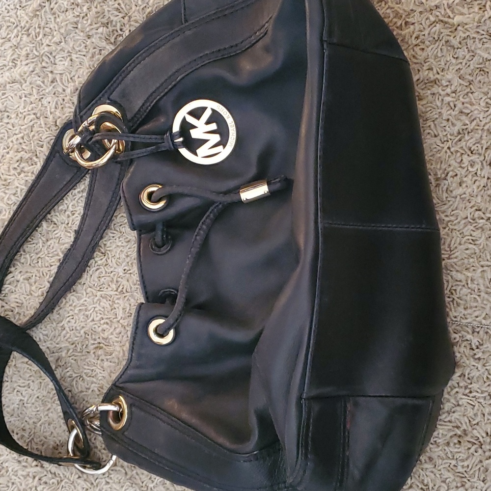 Black Leather Michael Kors Purse Large